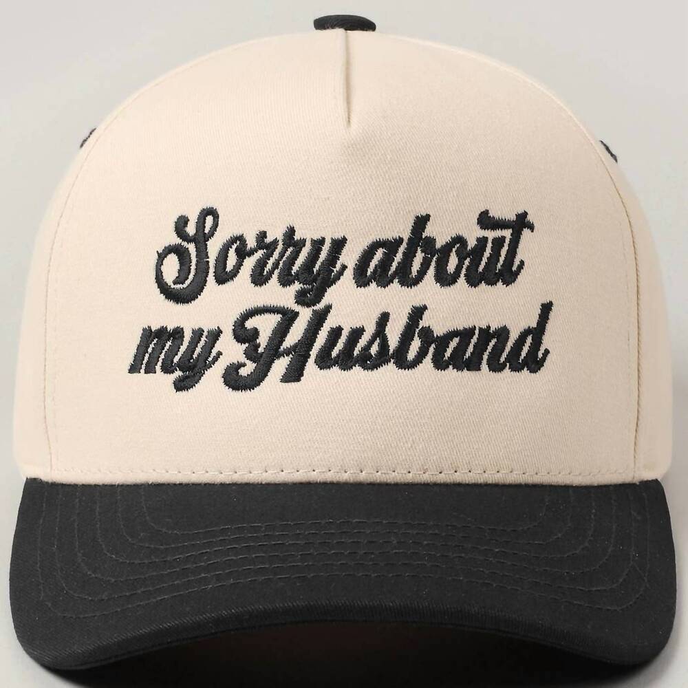 NEW FASHION CITY women's sorry about my husband embroidery two-tone canvas hat i